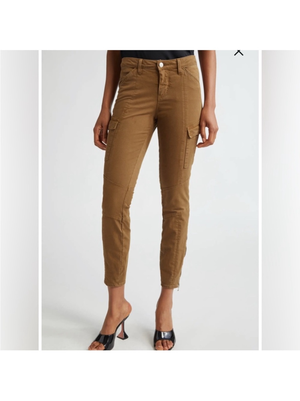 NEW L'AGENCE patton mid-rise skinny cargo jean in brown olive